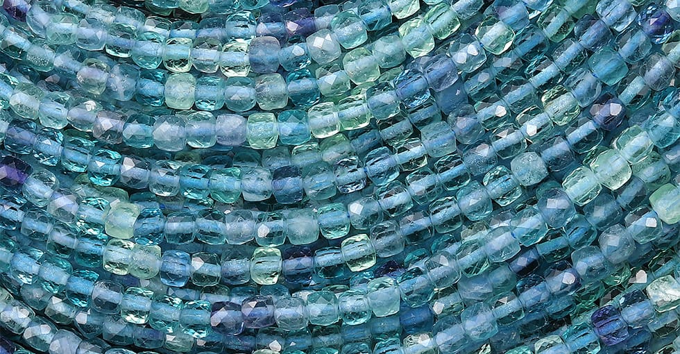 AAA Natural Gemmy Translucent Blue Fluorite Faceted 4mm Cube Beads Gemstone 15.5