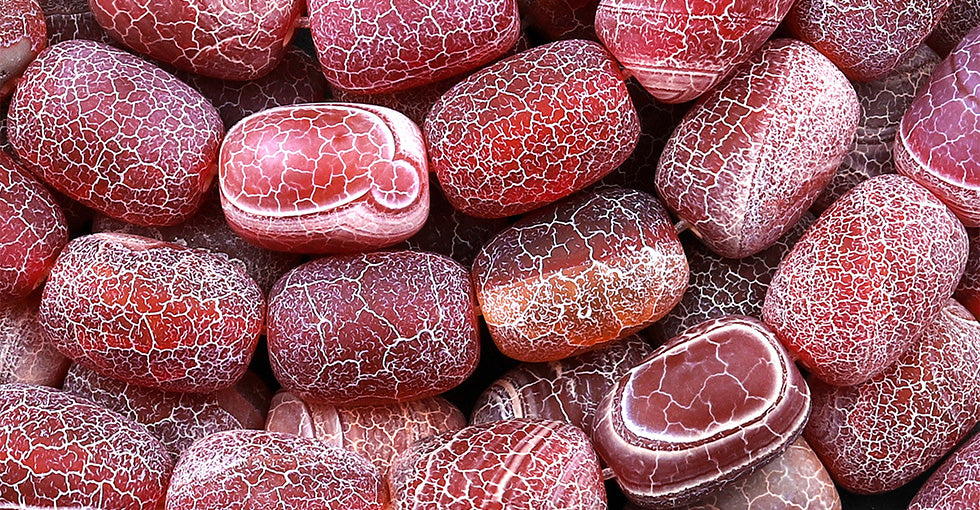 Matte Finish Tibetan Red Fire Agate Barrel Beads Aka Cracked Agate Dragon Skin Agate 15