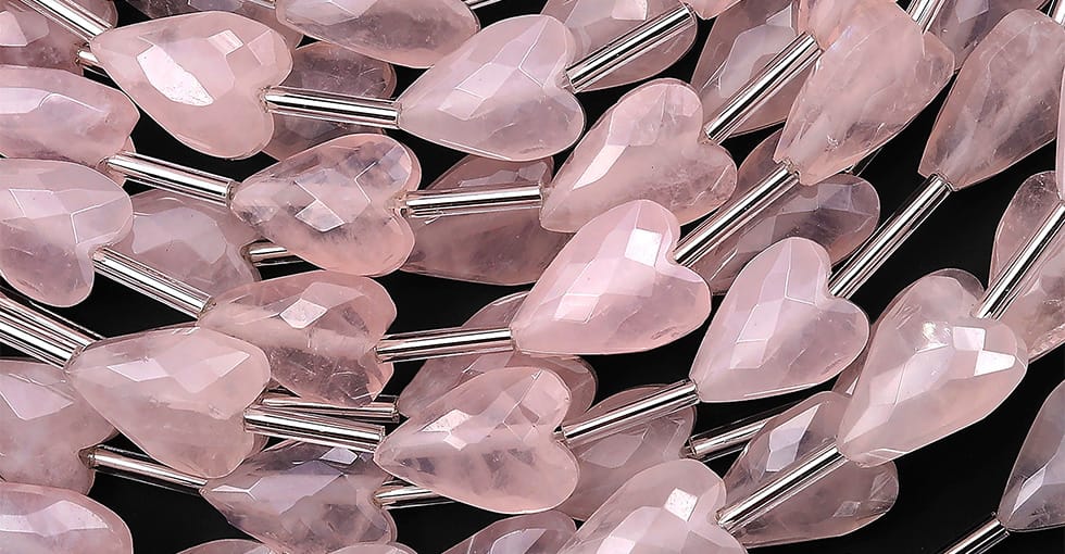 Faceted Natural Pink Rose Quartz Heart Beads 8x12mm Gemstone 15.5
