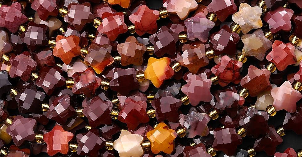 Faceted Natural Australian Mookaite Beads 8mm Carved Star Gemstone 14.5