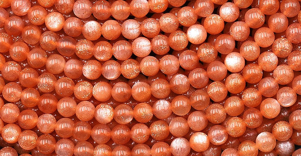 AAA Fiery Natural Orange Peach Moonstone Smooth 4mm Round Beads 15.5