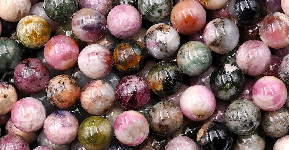 Natural Multicolor Watermelon Pink Green Yellow Tourmaline Round Beads 6mm 8mm 10mm 12mm Colorful Real Genuine Gemstone 15.5
