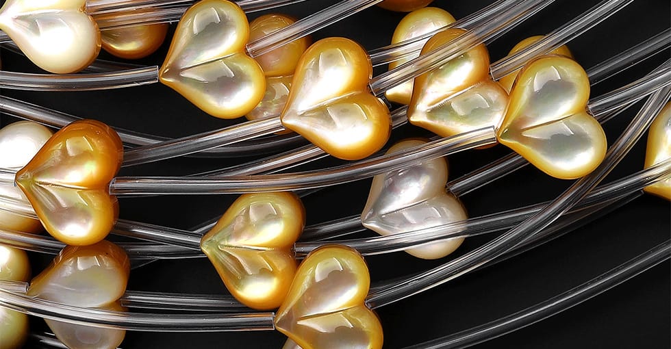 AAA Natural Golden Yellow Mother of Pearl Hand Carved Heart Beads 8mm 10mm 12mm
