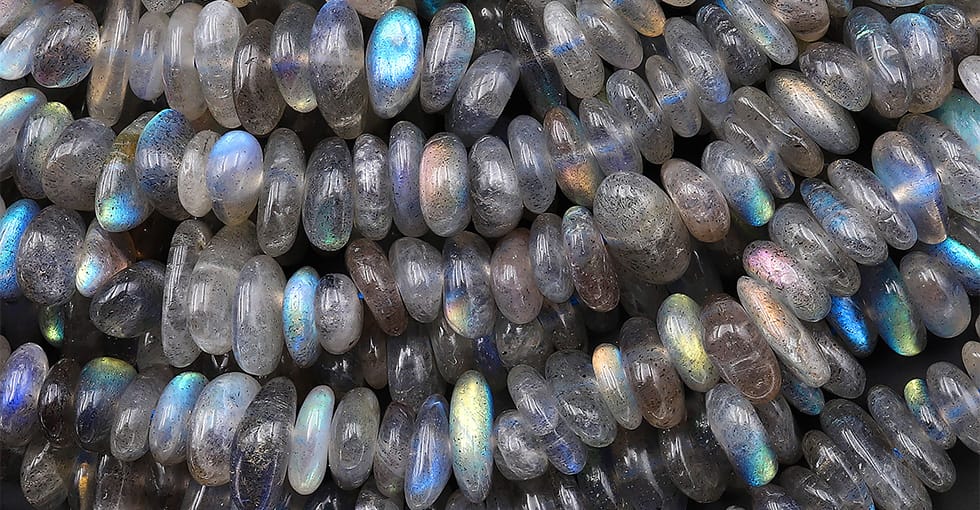 Natural Labradorite Smooth Freeform Rondelle 8mm Beads Gemstone 15.5