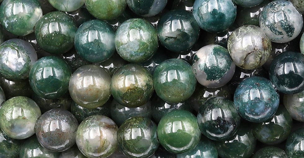 AAA Large Hole Beads 2mm 3mm Drill Natural Green Moss Agate 8mm 10mm Round Beads 8