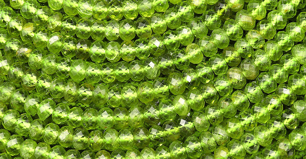 AAA Faceted Natural Green Peridot 5mm 6mm Rondelle Beads Gemstone 15.5