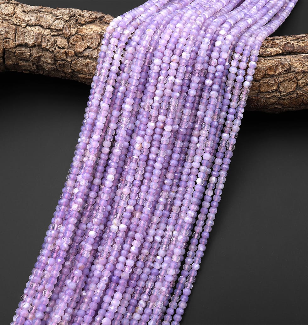 Rare Natural African Purple Opalized Chalcedony Faceted 4mm Rondelle Beads Gemstone 15.5