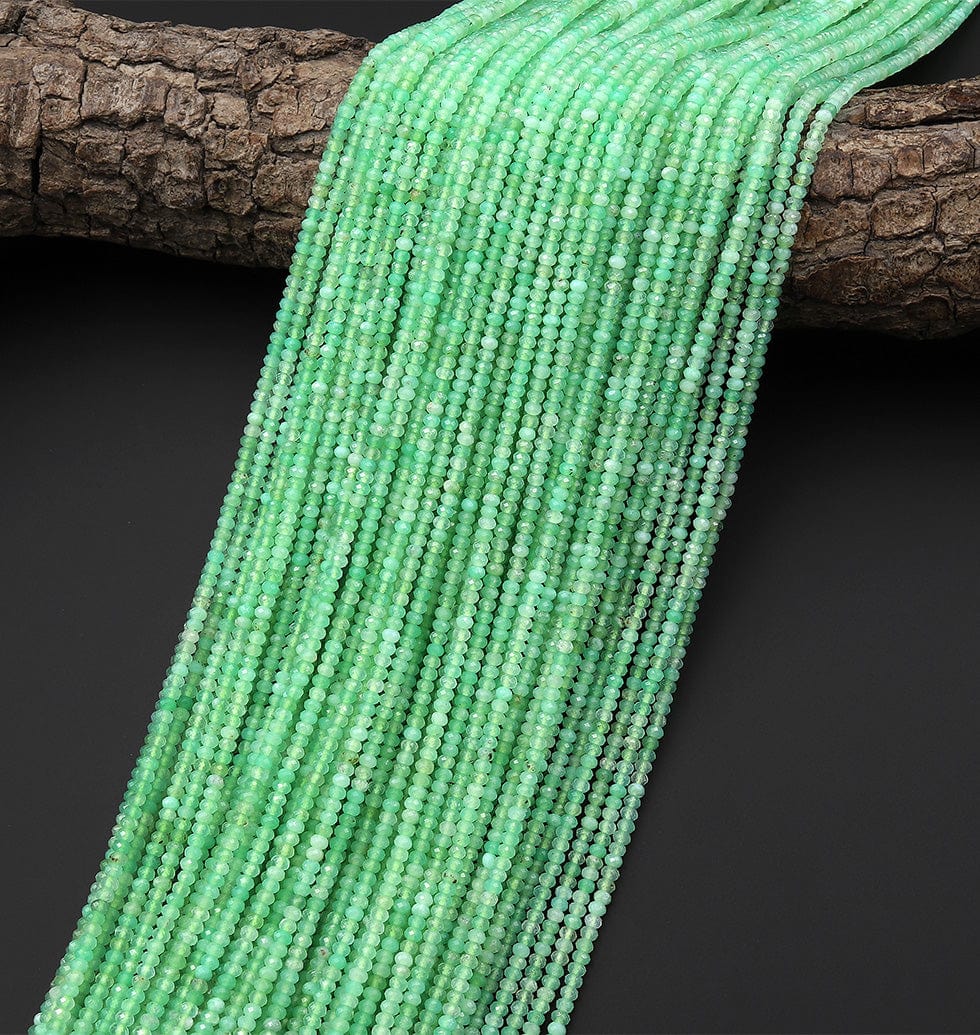AAA Natural Australian Green Chrysoprase Faceted 2mm 3mm Thin Rondelle Beads 15.5