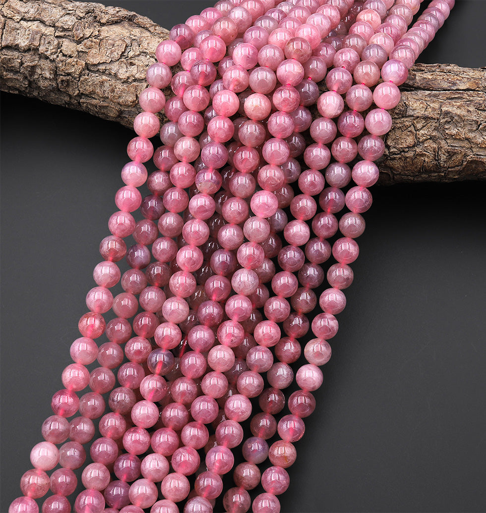 AAA Natural Mauve Pink Madagascar Rose Quartz 8mm Round Beads 15.5