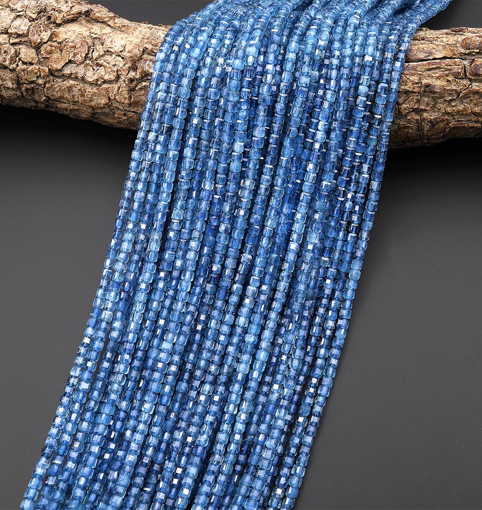 AAA Translucent Natural Santa Maria Blue Aquamarine Faceted 3mm Cube Table Cut Beads Gemstone 15.5