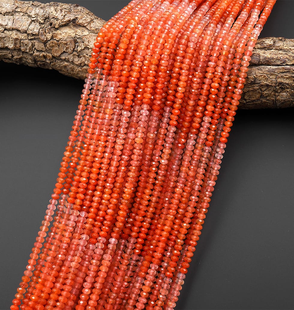 AAA Faceted Natural Red Moroccan Agate 4mm Rondelle Beads Ombre Gemstone 15.5