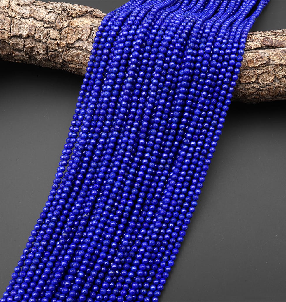 AAA+ Natural Blue Lapis 3mm Smooth Round Beads 15.5