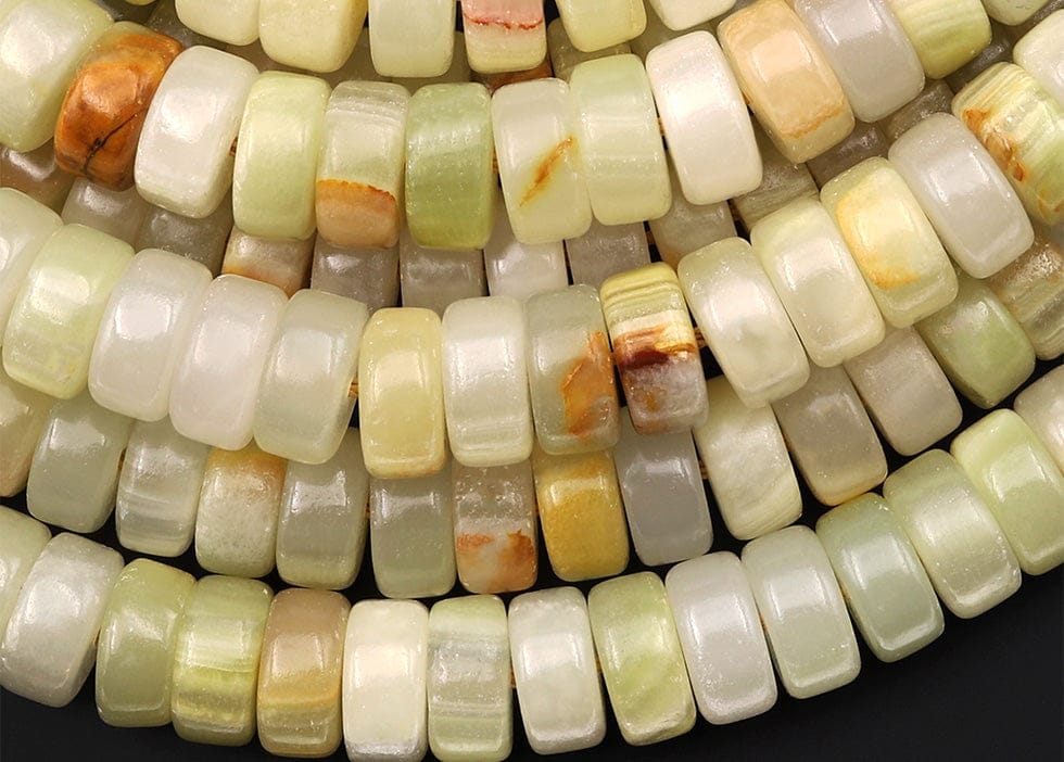 AAA Large Natural Green Brown Calcite 12mm Heishi Wheel Rondelle Beads Aka Afghanistan Jade 15.5