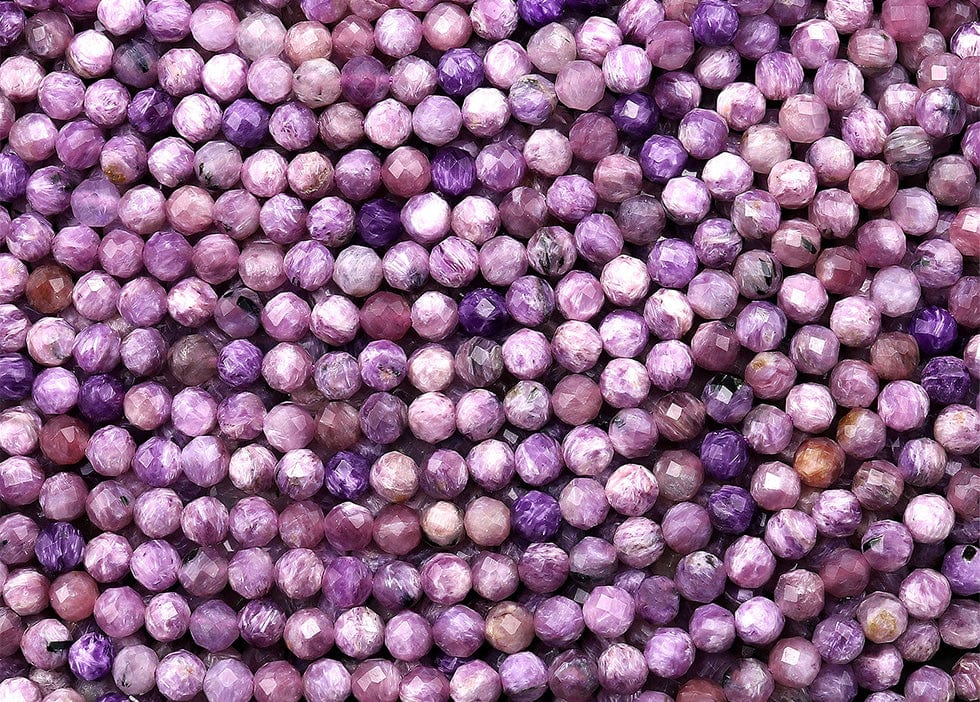 Faceted Genuine Natural Russian Purple Charoite 3mm 4mm Round Beads Gemstone 15.5