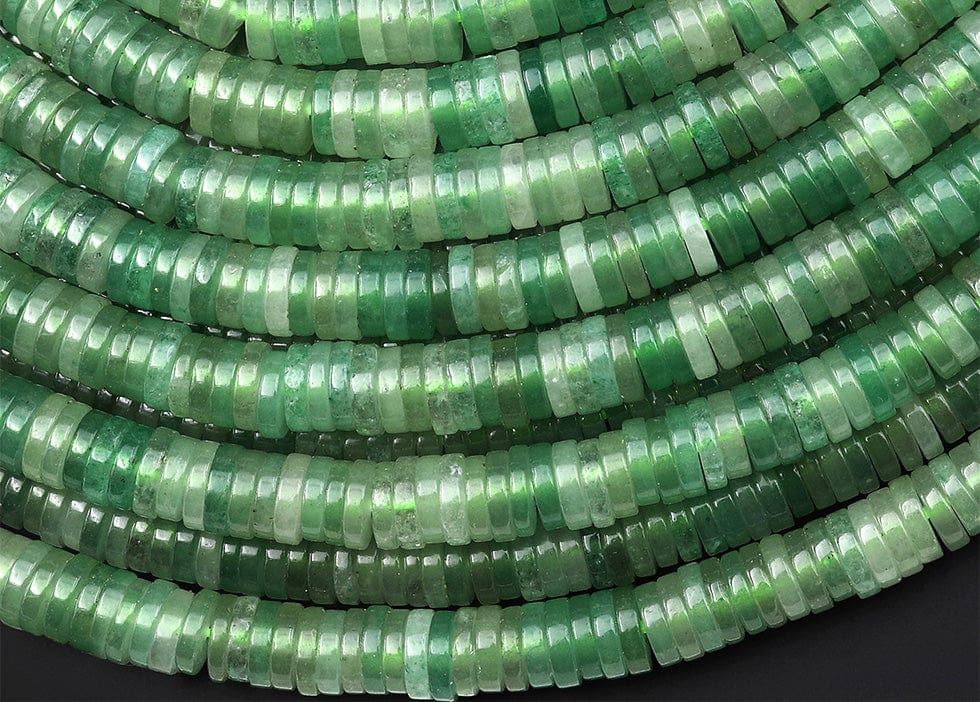 AAA Natural Green Aventurine 6mm Smooth Thin Heishi Rondelle Beads 15.5