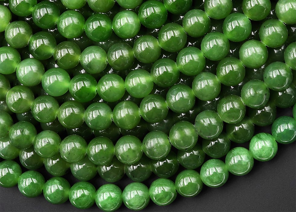 AAA Real Genuine Natural Green Russian Siberian Jade Smooth 6mm Round Beads 15.5