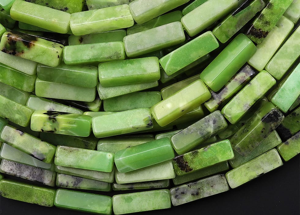 Natural African Chrysoprase Thin Long Rectangle Tube Beads 15.5