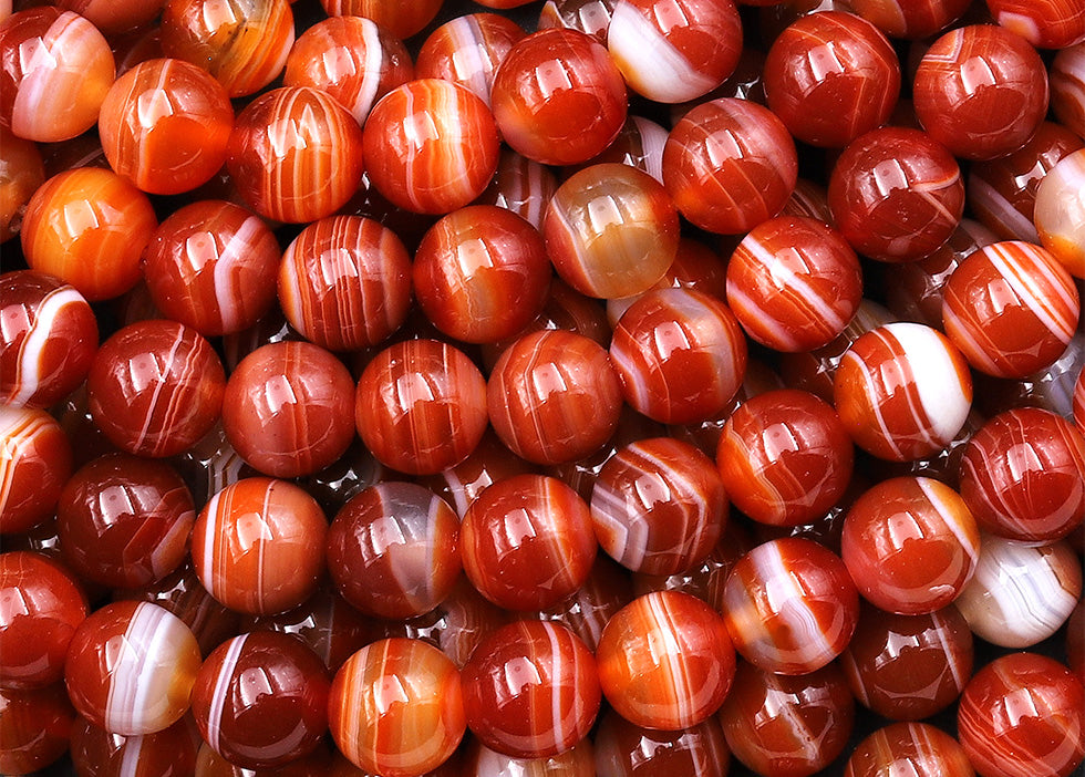 AAA Natural Banded Orange Red Agate 6mm 8mm Round Beads 15.5