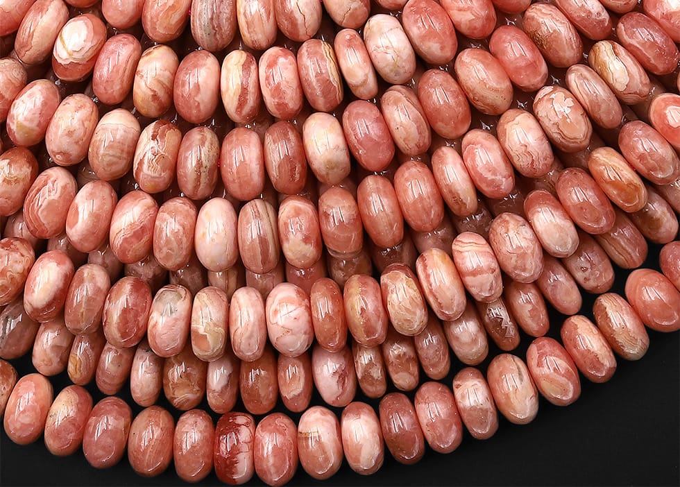 AAA Natural Pink Red Rhodochrosite Smooth 5mm 6mm 7mm 8mm Rondelle Beads 15.5