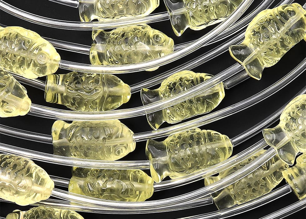 AAA Natural Lemon Quartz Crystal Hand Carved Gemstone Koi Fish Beads 20mm
