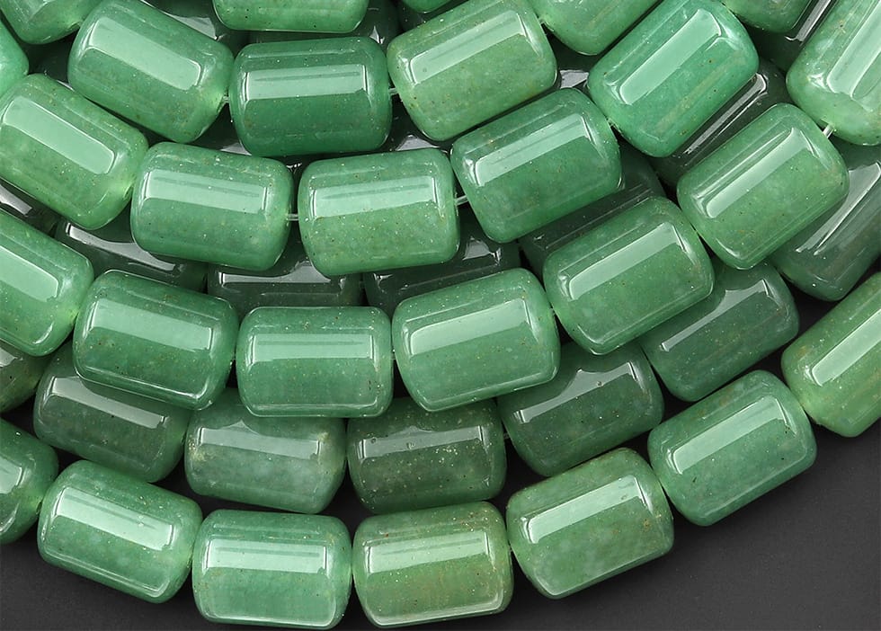 Natural Green Aventurine Barrel Tube 10x14mm Beads 15.5