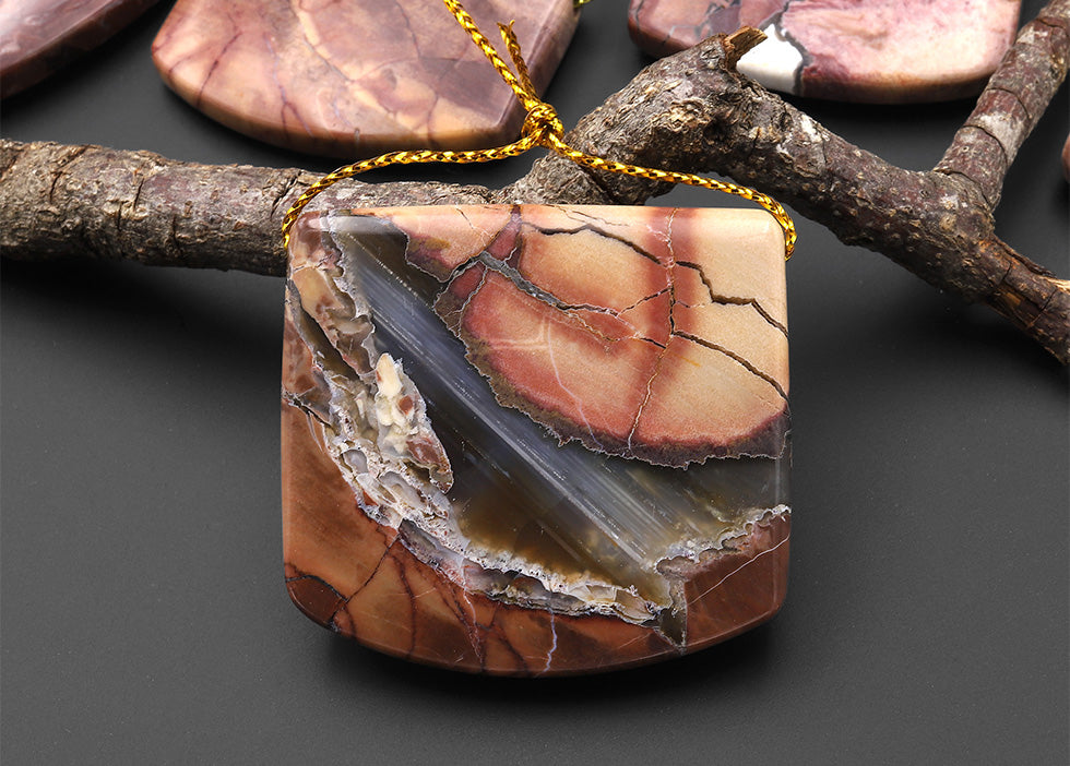 Natural Butterfly Jasper from Mexico Side Drilled Saddle Locket Pendant

