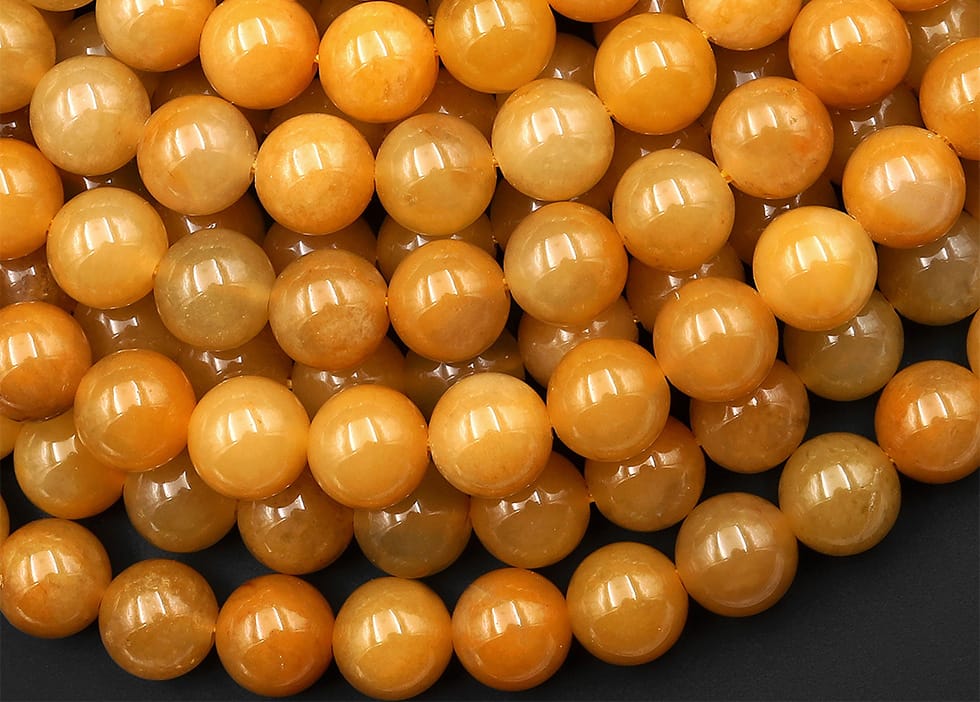 Natural Golden Yellow Jade Round Beads 8mm 10mm 15.5
