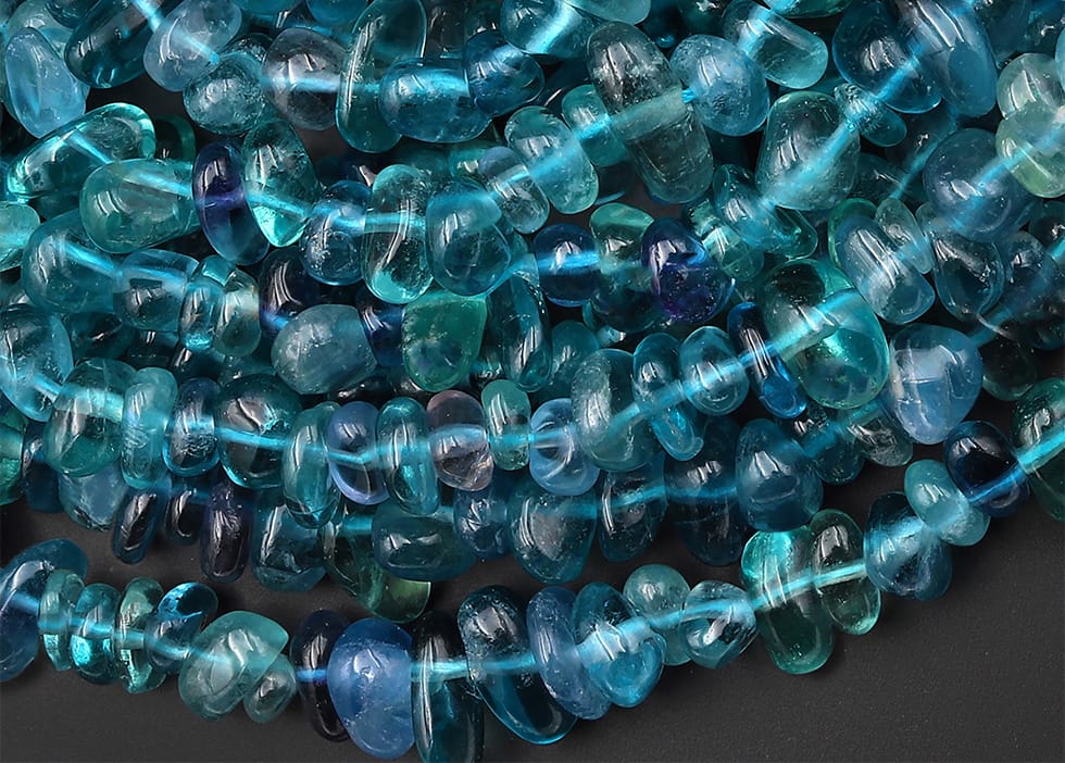 Natural Blue Fluorite Freeform Chip Pebble Nugget Beads 15.5