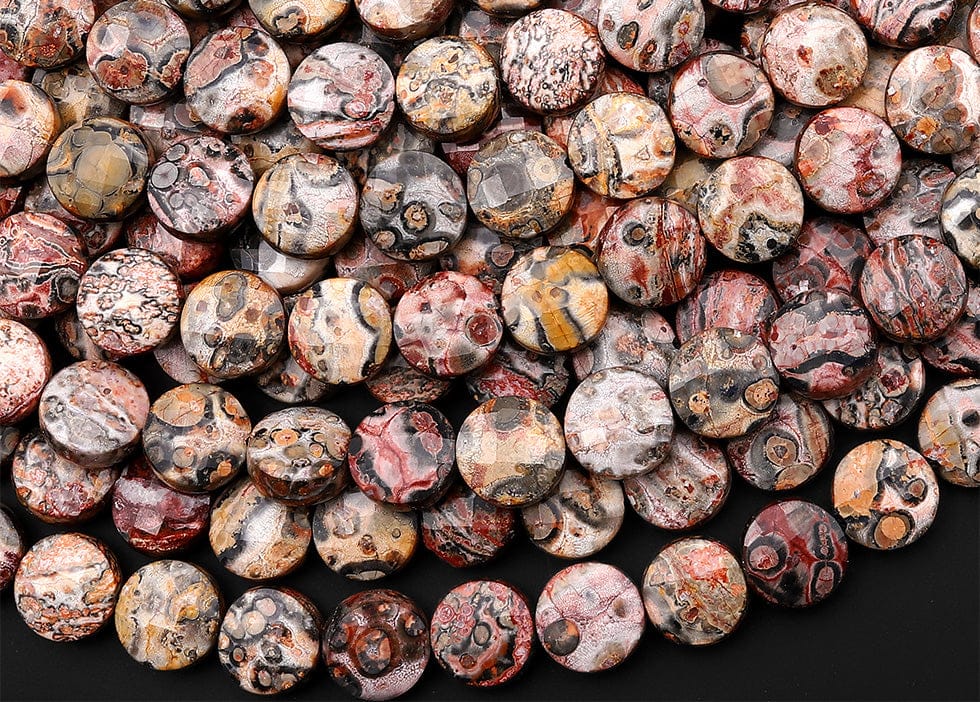 AAA Faceted Natural Leopard Skin Jasper 6mm 8mm Coin Beads Gemstone 15.5