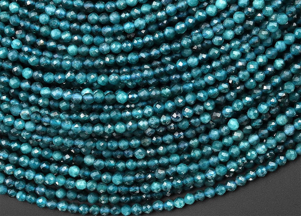 Natural Paraiba Blue Tourmaline Faceted 2mm 2.5mm Round Beads Indicolite Gemstone 15.5