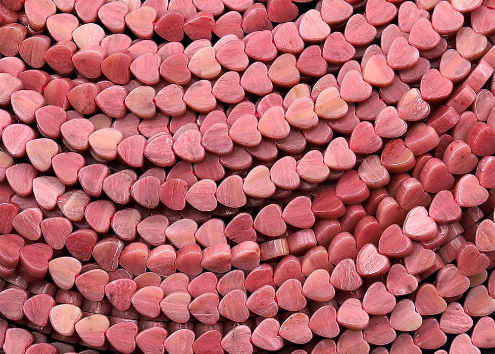 AAA Natural Pink Petrified Rhodonite Carved Heart Beads 4mm Gemstone 15.5
