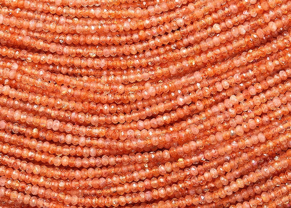 AAA Faceted Natural Orange Sunstone Thin Rondelle Beads 2mm 3mm Gemstone 15.5
