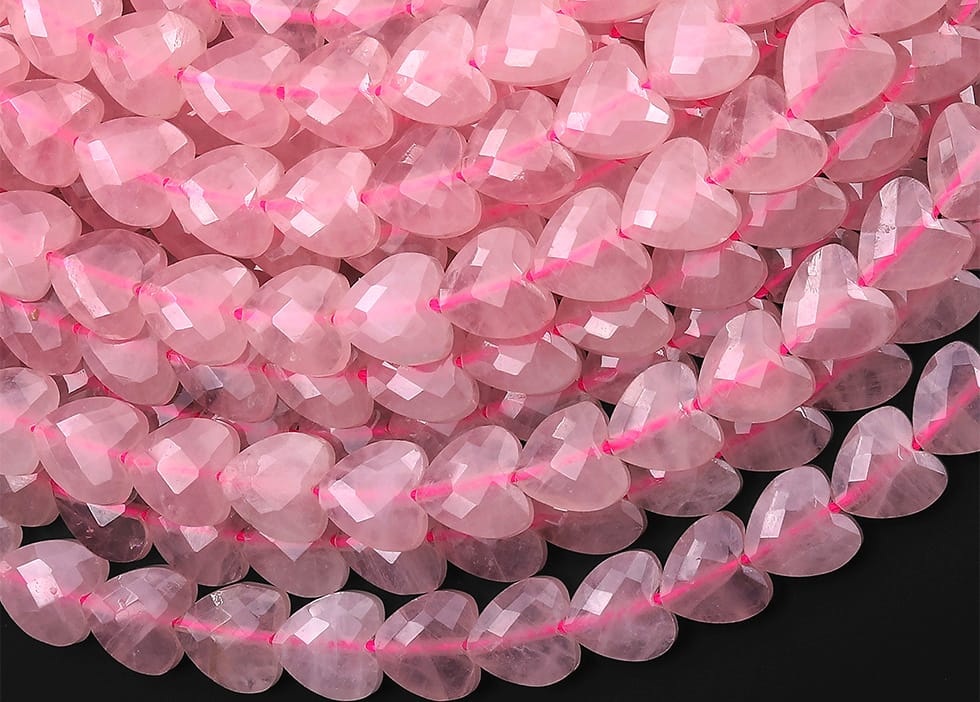 AAA Faceted Natural Pink Rose Quartz 8mm Beads Gemstone Heart 15.5