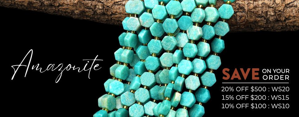 Natural Green Russian Amazonite Flat Hexagon Beads 15.5