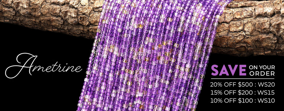 Faceted Natural Ametrine 2mm Cube Beads Micro Laser Diamond Cut Gemstone 15.5
