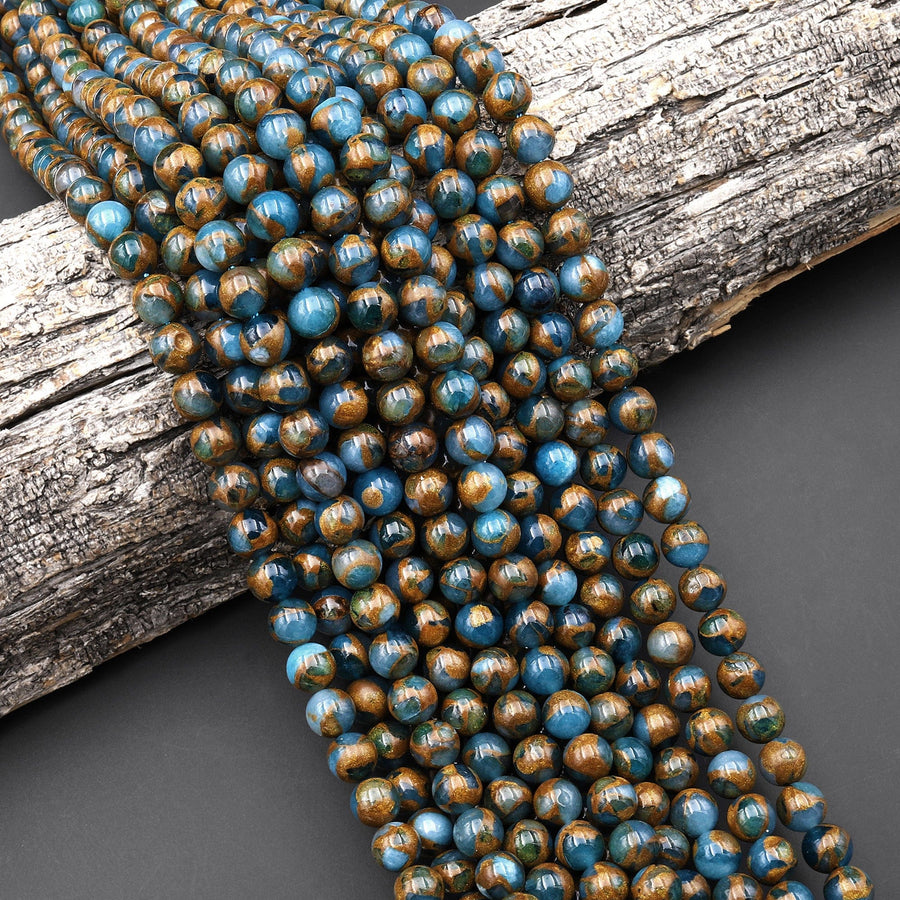 Impression Jasper Smooth Round Beads 4mm 6mm 8mm 10mm Aka Copper Turquoise Jasper 15.5" Strand