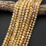 Natural Golden Rutile Quartz 6mm 8mm Smooth Round Beads 15.5 Strand