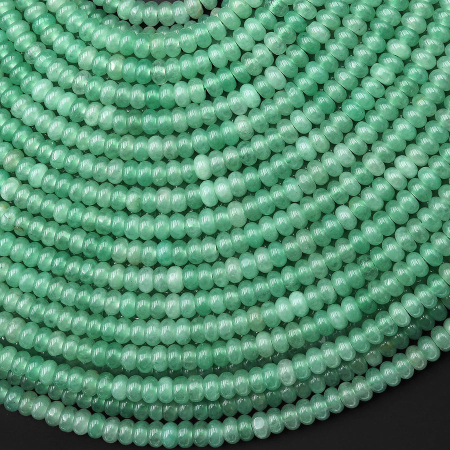 Natural Green Aventurine 4mm Smooth Rondelle Beads 15.5" Strand