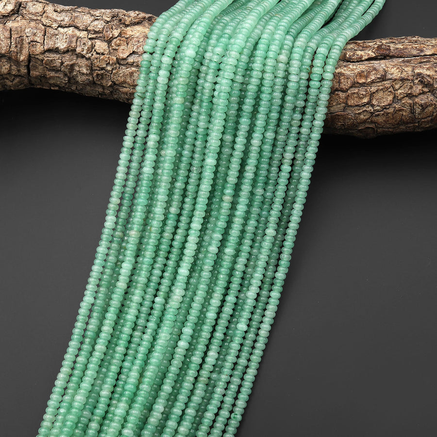 Natural Green Aventurine 4mm Smooth Rondelle Beads 15.5" Strand