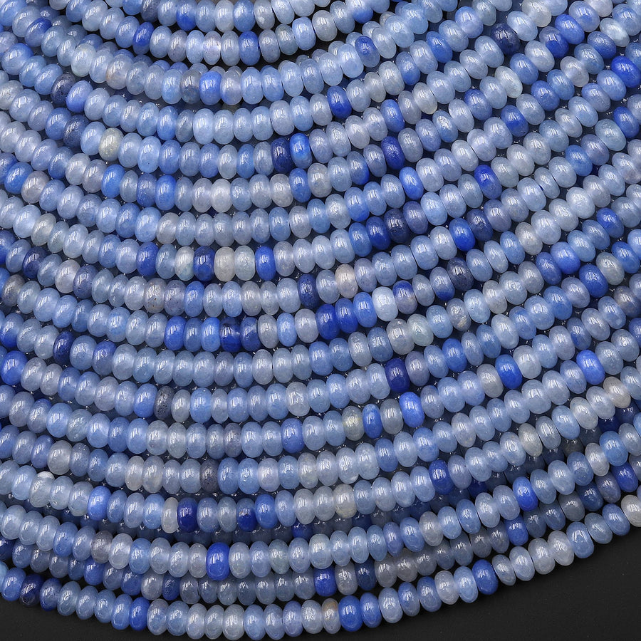 Natural Blue Aventurine 4mm Smooth Rondelle Beads Thin Saucer 15.5" Strand