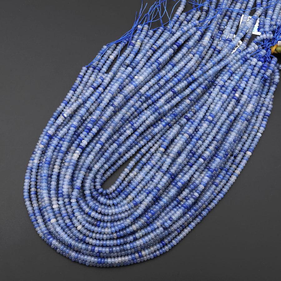 Natural Blue Aventurine 4mm Smooth Rondelle Beads Thin Saucer 15.5" Strand