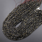 AAA Natural Golden Obsidian Faceted 2mm 3mm Cube Dice Square Beads Micro Faceted Laser Diamond Cut 15.5" Strand