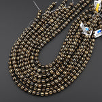 Tibetan Agate 8mm 10mm Round Beads Black Orange Yellow Dzi Agate Wavy Etched Line Melon Pumpkin Mala Antique Boho Beads 15.5" Strand