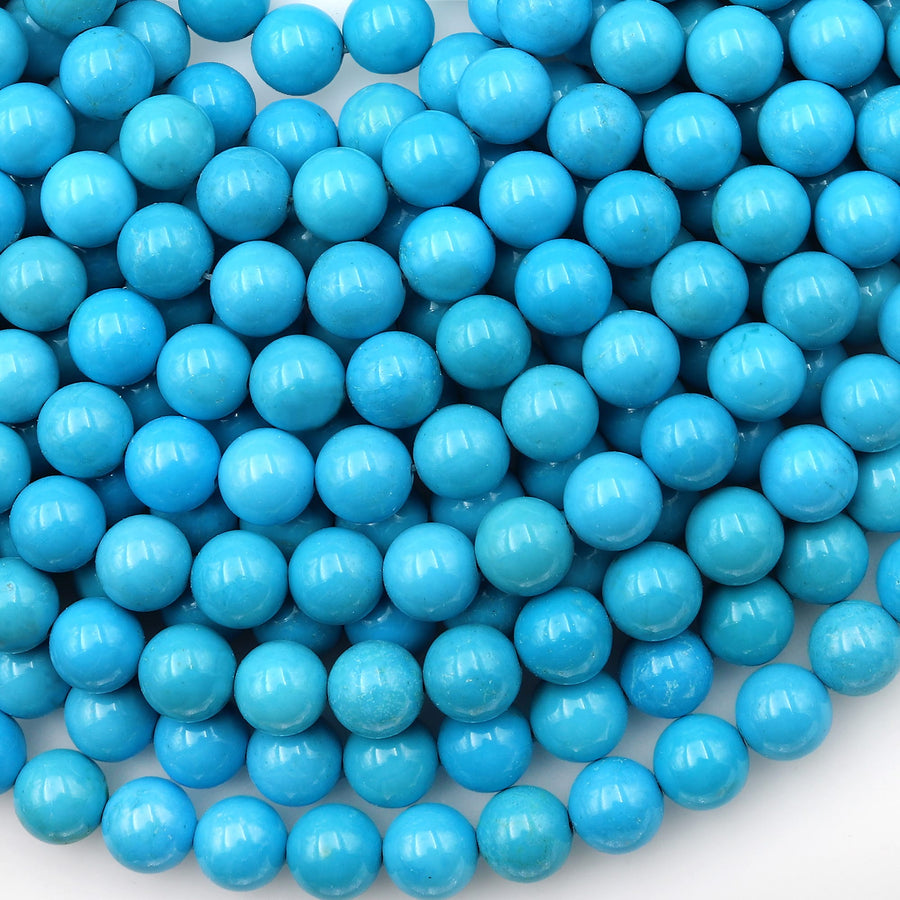 Blue Turquoise Jasper 2mm 3mm 4mm 6mm 8mm 10mm Round Beads Aka Dyed Sleeping Beauty 15.5" Strand