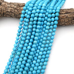 Blue Turquoise Jasper 2mm 3mm 4mm 6mm 8mm 10mm Round Beads Aka Dyed Sleeping Beauty 15.5" Strand