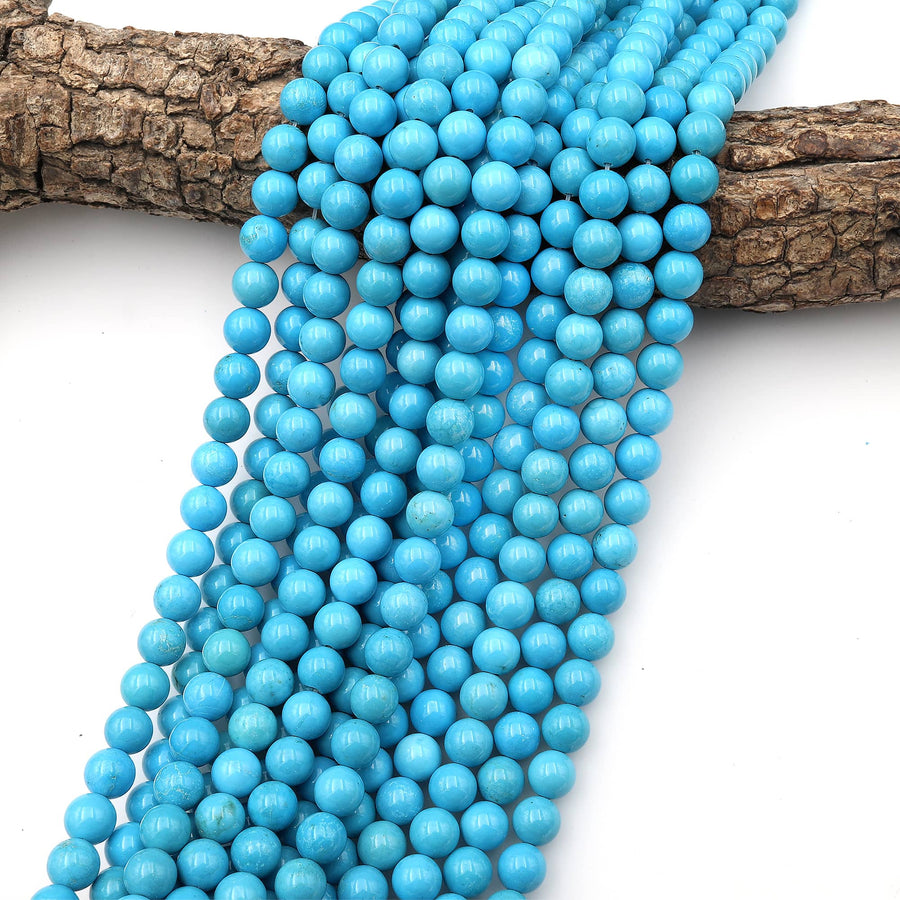 Blue Turquoise Jasper 2mm 3mm 4mm 6mm 8mm 10mm Round Beads Aka Dyed Sleeping Beauty 15.5" Strand