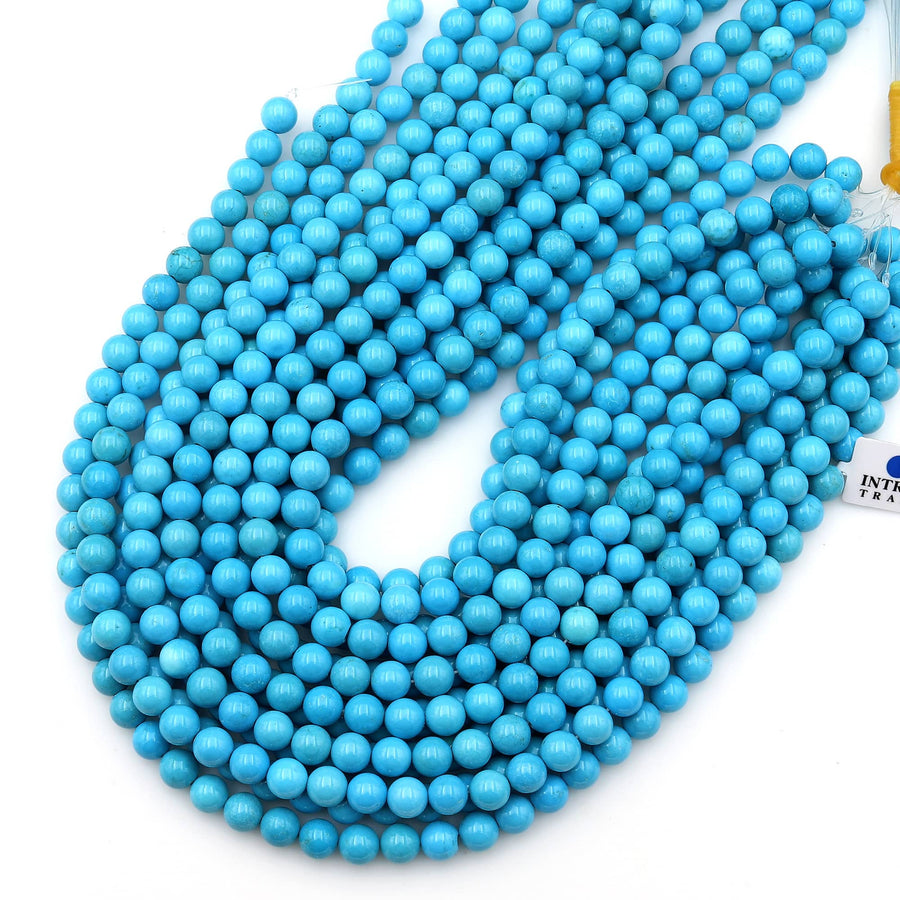 Blue Turquoise Jasper 2mm 3mm 4mm 6mm 8mm 10mm Round Beads Aka Dyed Sleeping Beauty 15.5" Strand