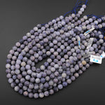 Matte Natural Iolite Round Beads 3mm 4mm 6mm 8mm 10mm 12mm 14mm 15.5" Strand