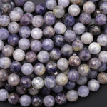 Faceted Natural Iolite Round Beads 8mm 10mm Genuine Real Blue Purple Iolite Gemstone 15.5" Strand