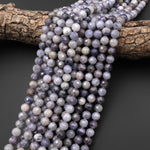 Faceted Natural Iolite Round Beads 8mm 10mm Genuine Real Blue Purple Iolite Gemstone 15.5" Strand